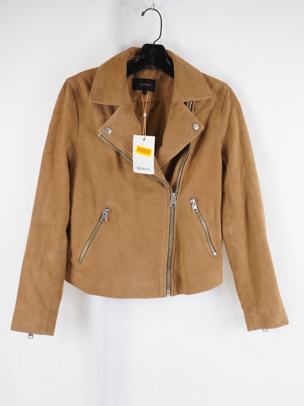 Quince Suede Full-Zip Biker Jacket In Pecan Brown - Women's Size Small - NWT